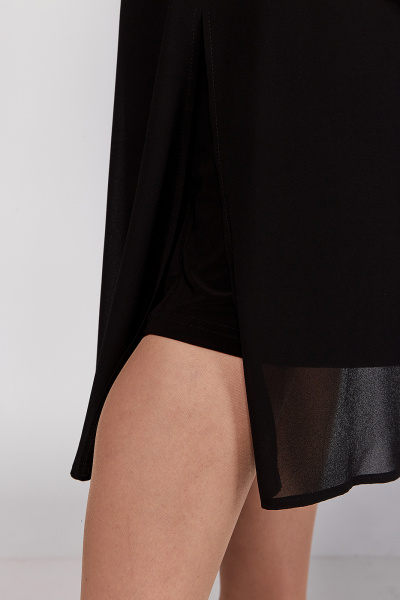 Платье черное шифоновое с рукавами из сетки и стразами Algranda А4016 - фото 6