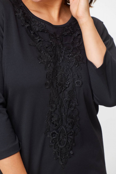 Платье из трикотажа с рукавом 3/4, кружево, краткое Solomeya Lux 202 черный - фото 10