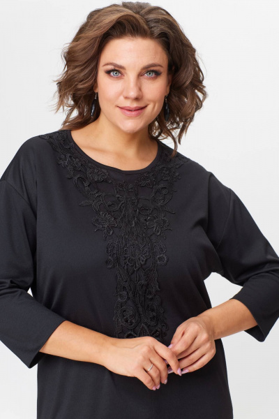 Платье из трикотажа с рукавом 3/4, кружево, краткое Solomeya Lux 202 черный - фото 9