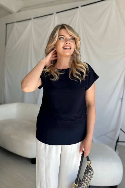Майка из трикотажа с полуприлегающим силуэтом LindaLux 1-194 топ_синий - фото 8