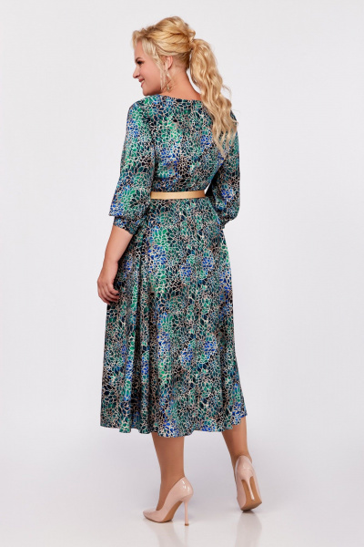 Платье-миди с расклешенной юбкой в мультиколор Swallow 778.1 - фото 9