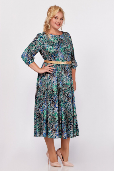 Платье-миди с расклешенной юбкой в мультиколор Swallow 778.1 - фото 8
