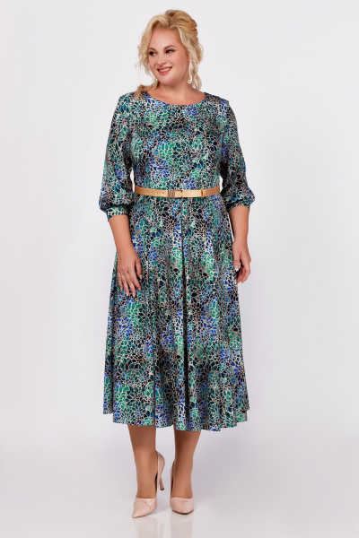 Платье-миди с расклешенной юбкой в мультиколор Swallow 778.1 - фото 4