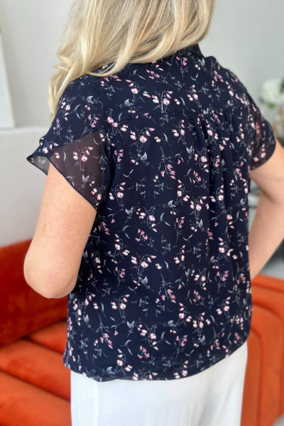 Летняя шифоновая блузка blue с коротким рукавом LindaLux 812/1 барбарис - фото 7