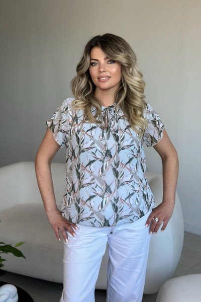 Мультиколор шифоновая блузка с коротким рукавом LindaLux 812/1 ласточка - фото 1