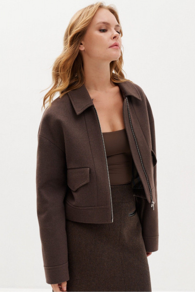 Жакет короткий из драп с застежкой на молнию C. of PAPAYA NEW Р1615 - фото 1