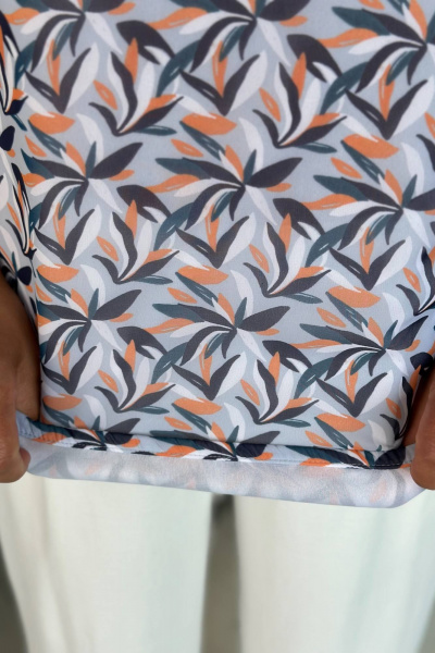 Блуза свободная из шифона с коротким рукавом LindaLux 812/1 оранжевая_пальма - фото 3