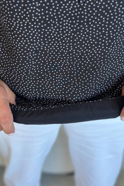 Блуза черная из шифона с коротким рукавом LindaLux 812/1 точка_мелкая - фото 7