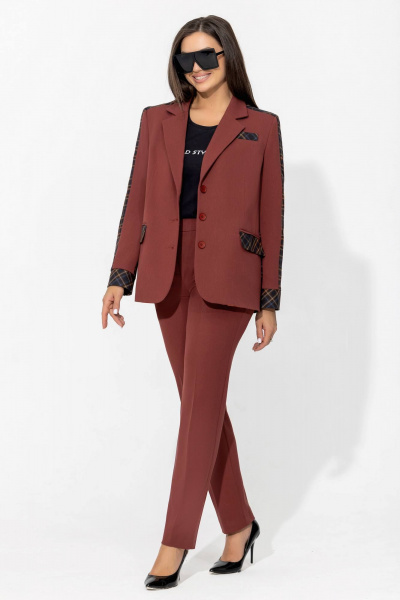 Костюм женский брючный деловой из текстиля plus size Gold Style 2665 - фото 1