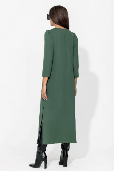 Платье миди с съемным галстуком из премиального трикотажа Gold Style 2669 светло-серо-зеленый - фото 6