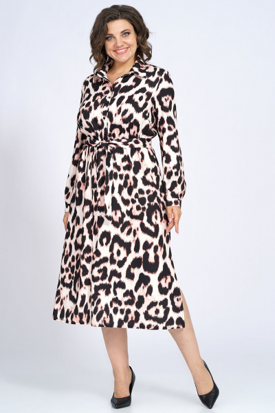 Платье приталенное с разрезом и поясом из текстиля Alani Collection 2195 - фото 11