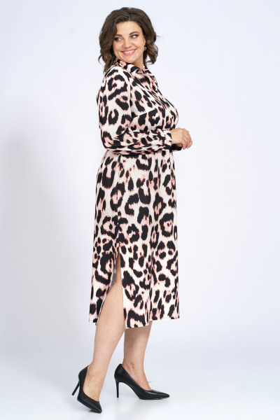 Платье приталенное с разрезом и поясом из текстиля Alani Collection 2195 - фото 10