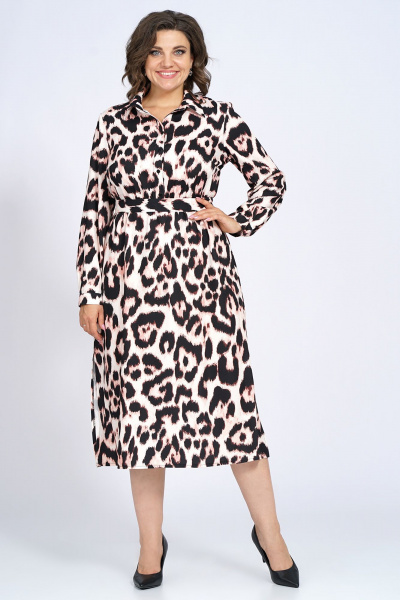 Платье приталенное с разрезом и поясом из текстиля Alani Collection 2195 - фото 9