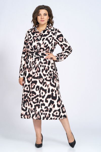 Платье приталенное с разрезом и поясом из текстиля Alani Collection 2195 - фото 1