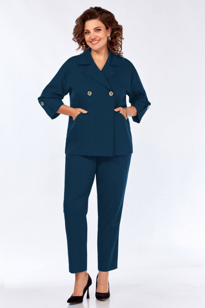 Демисезонный костюм из текстиля с диагональными карманами Matini 1.1764 бирюза - фото 1