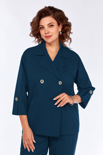 Демисезонный костюм из текстиля с диагональными карманами Matini 1.1764 бирюза - фото 3