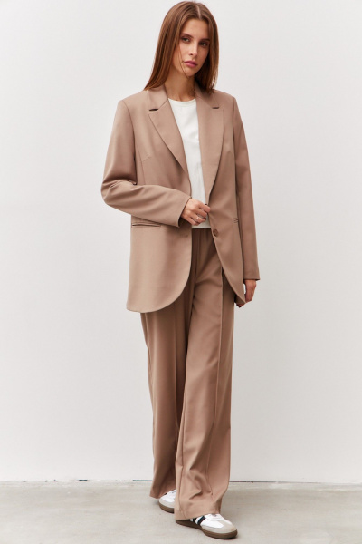 Жакет деловой классический из текстиля Luitui R3014 бежевый - фото 6