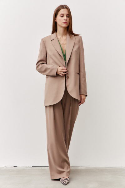 Жакет деловой классический из текстиля Luitui R3014 бежевый - фото 5