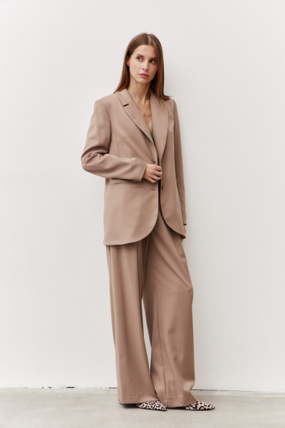 Жакет деловой классический из текстиля Luitui R3014 бежевый - фото 4