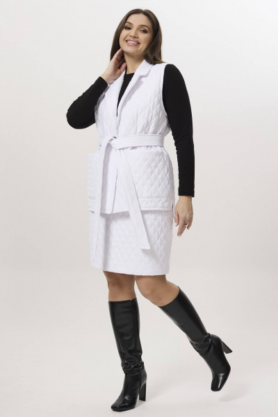 Костюм 2-ка жилет и юбка из стеганого джинса Ma Сherie 3097 белый - фото 1