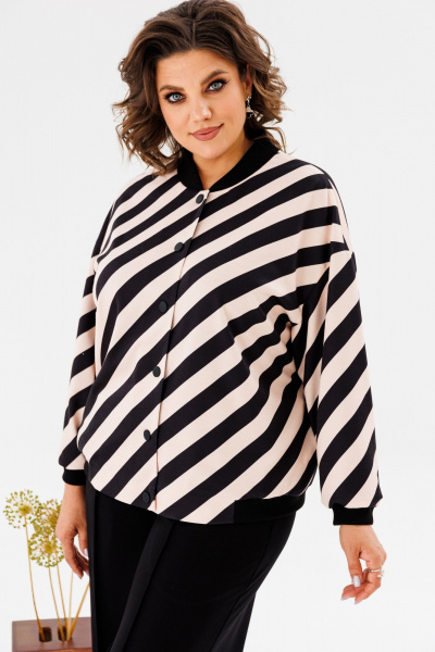 Костюм бежевый женский с жакетом и брюками Romanovich Style 2-2718 чёрный/беж - фото 7