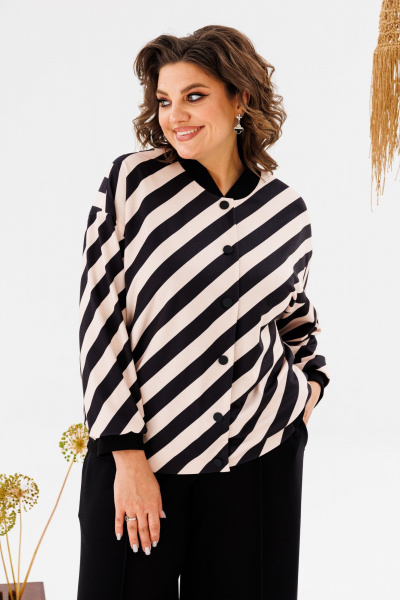 Костюм бежевый женский с жакетом и брюками Romanovich Style 2-2718 чёрный/беж - фото 6