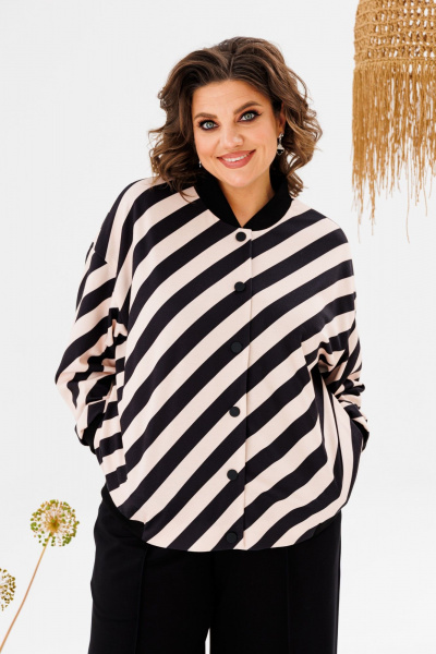 Костюм бежевый женский с жакетом и брюками Romanovich Style 2-2718 чёрный/беж - фото 3