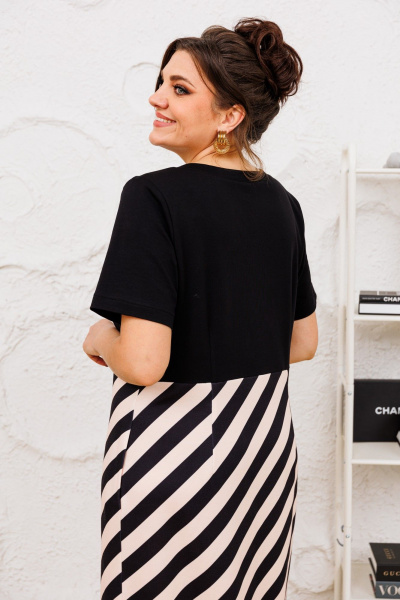 Комплект бежевый черный жакет и платье на каждый день Romanovich Style 3-2713 чёрный/беж - фото 13