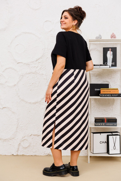 Комплект бежевый черный жакет и платье на каждый день Romanovich Style 3-2713 чёрный/беж - фото 12