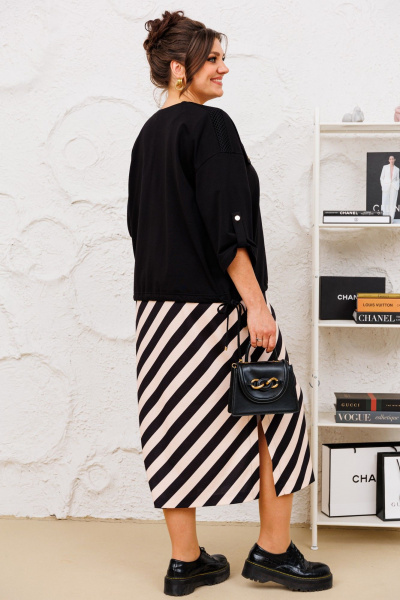 Комплект бежевый черный жакет и платье на каждый день Romanovich Style 3-2713 чёрный/беж - фото 8