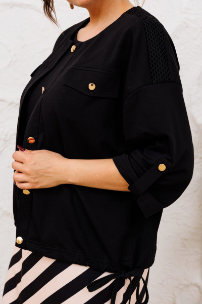 Комплект бежевый черный жакет и платье на каждый день Romanovich Style 3-2713 чёрный/беж - фото 6