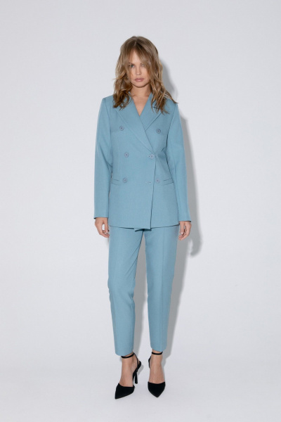 Костюм-двойка из жакета и брюк с высокой посадкой PiRS 5048 бирюзовый - фото 8