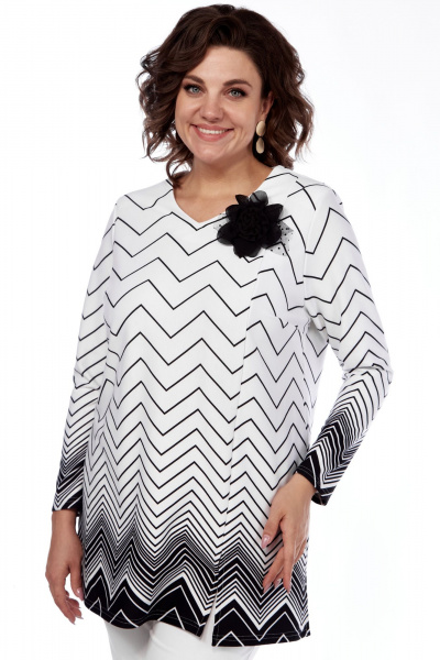 Миди-платье в стиле бохо с отрезной линией и сборками Abbi 4046 бело-черный - фото 3