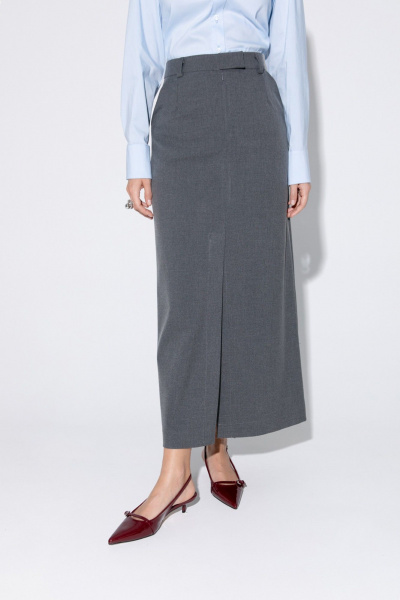 Костюм-двойка из оверсайз жакета и макси-юбки с разрезом PiRS 5358 графит - фото 5