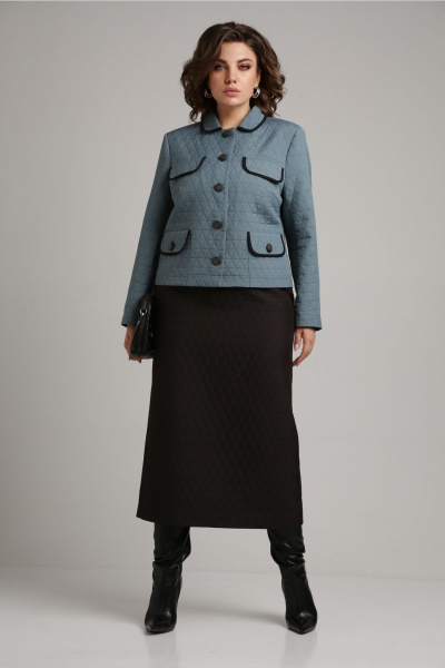 Костюм с жакетом и юбкой из структурного трикотажа Aira Style 24-18 морская_волна - фото 11