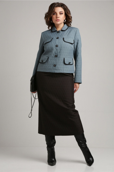 Костюм с жакетом и юбкой из структурного трикотажа Aira Style 24-18 морская_волна - фото 9