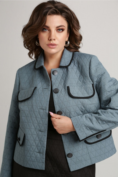 Костюм с жакетом и юбкой из структурного трикотажа Aira Style 24-18 морская_волна - фото 6