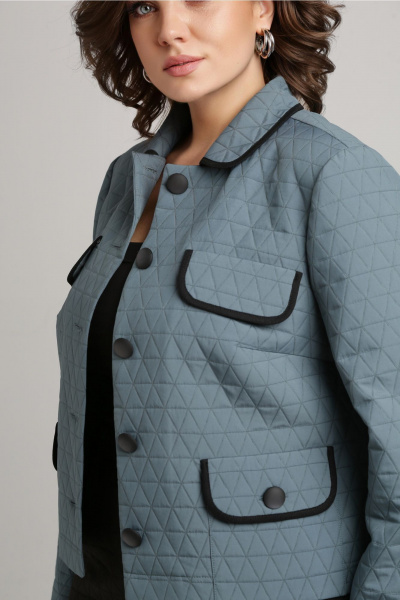 Костюм с жакетом и юбкой из структурного трикотажа Aira Style 24-18 морская_волна - фото 4