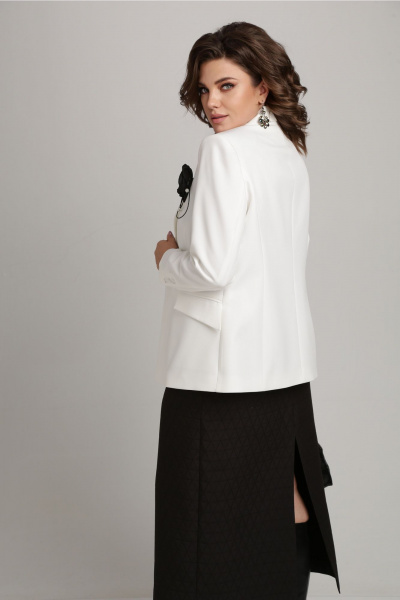 Двойной комплект из жакета и юбки Aira Style 24-19 молочный-черный - фото 8