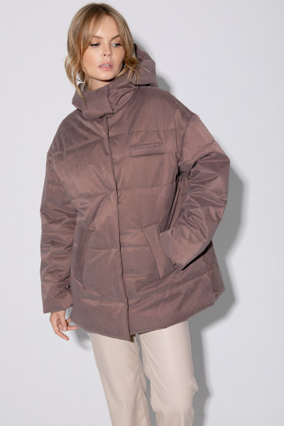 Стеганая оверсайз куртка с капюшоном и утеплителем PiRS 5381 какао - фото 3