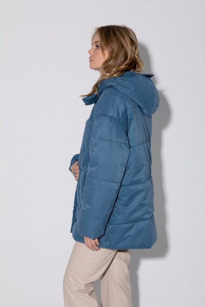 Демисезонная стеганая оверсайз куртка с капюшоном PiRS 5381 синий - фото 2