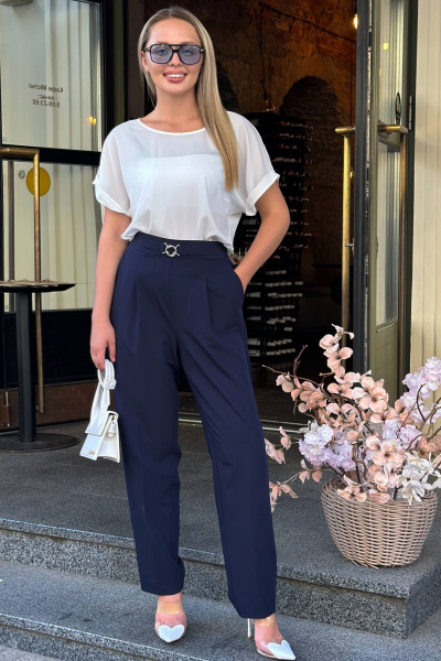 Блуза, брюки, жакет Temper 148 темно-синий - фото 9