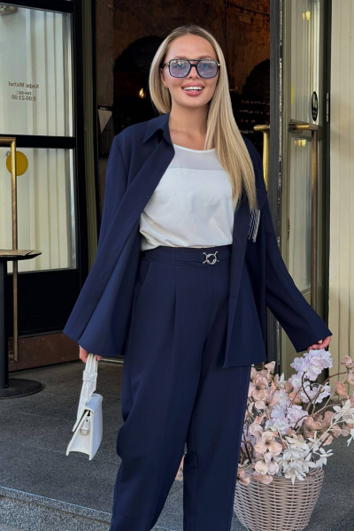 Блуза, брюки, жакет Temper 148 темно-синий - фото 8