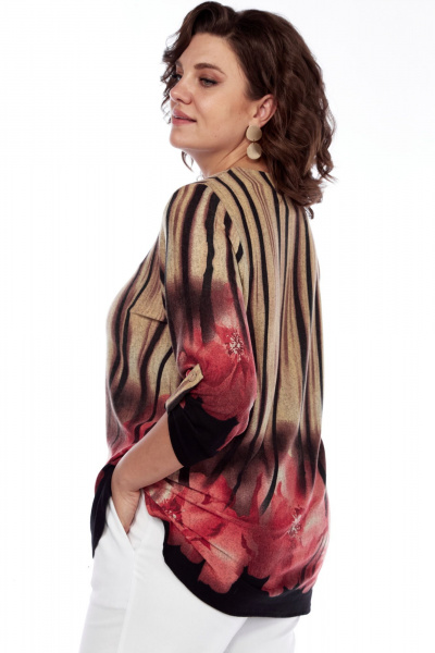 Демисезонный женский костюм с жакетом и блузой оверсайз Abbi 4047 бежево-розовый - фото 16