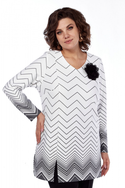 Демисезонный трикотажный блузон с разрезами и брошей Abbi 4048 - фото 1