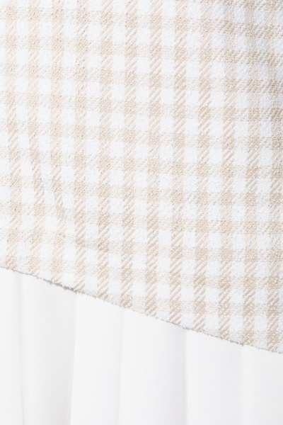 Нарядное платье-комплект с асимметричной юбкой и складками PiRS 5434 бежевый+ молочный - фото 3