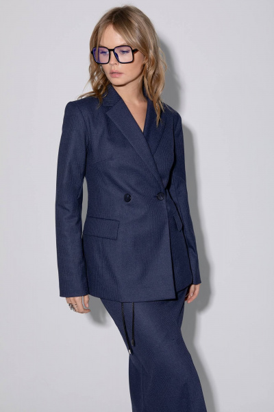 Костюм-двойка приталенного двубортного жакета и макси-юбки PiRS 5435 синий - фото 2