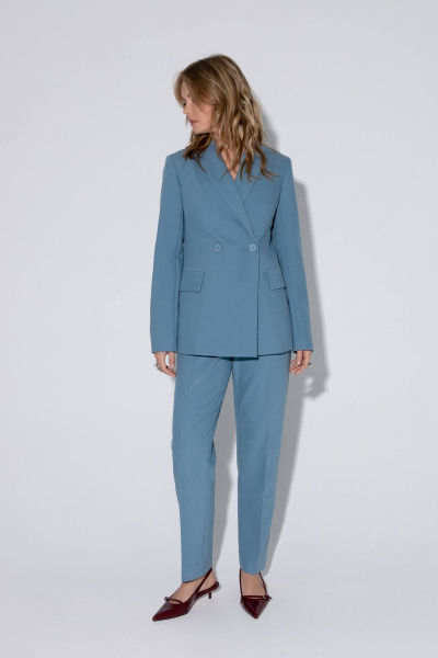 Тройка костюм из жакета, жилета и брюк из текстиля PiRS 5440 серо-бирюзовый - фото 11