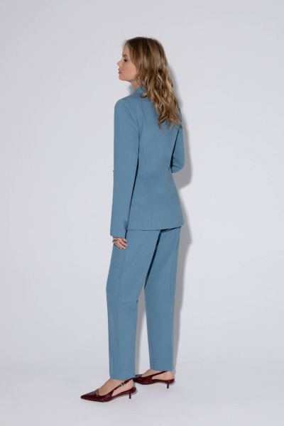 Тройка костюм из жакета, жилета и брюк из текстиля PiRS 5440 серо-бирюзовый - фото 4