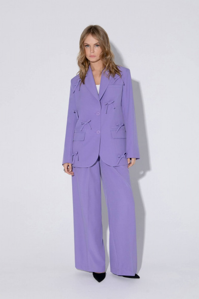 Костюм-двойка из жакета оверсайз и брюк палаццо PiRS 5463 лавандовый - фото 3